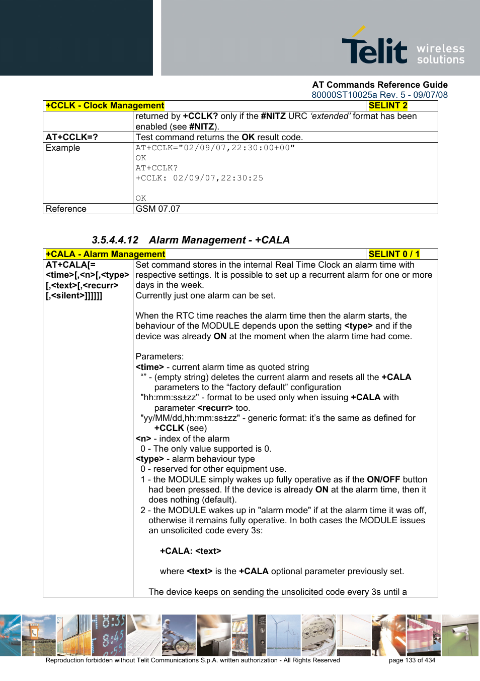 12 alarm management - +cala | Rainbow Electronics GM862-QUAD-PY User Manual | Page 133 / 434