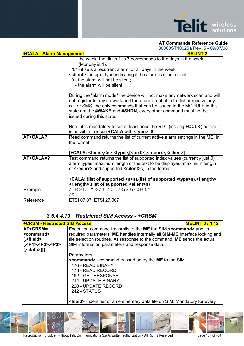 13 restricted sim access - +crsm | Rainbow Electronics GM862-QUAD-PY User Manual | Page 137 / 434