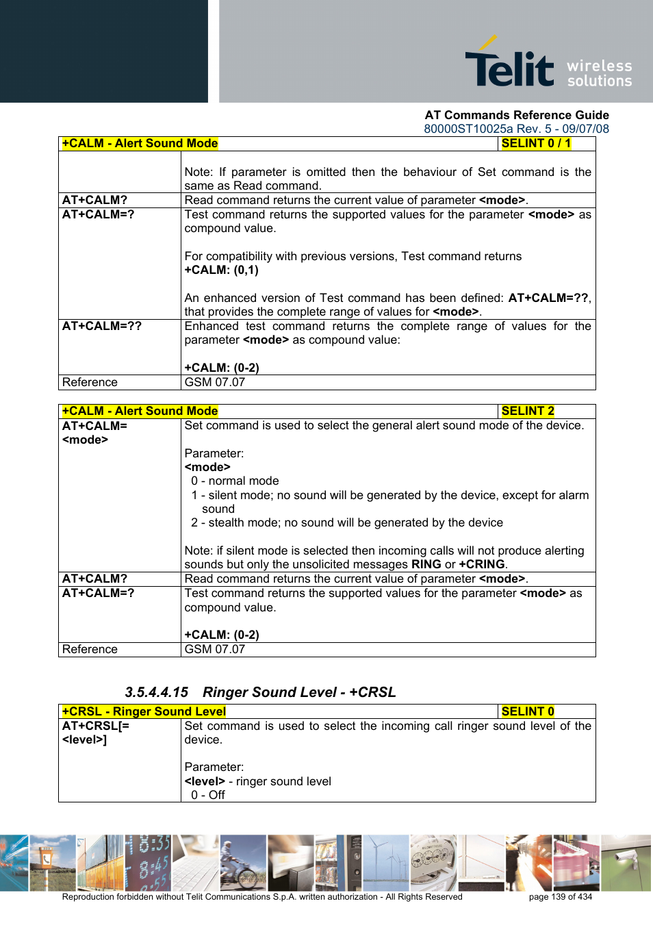 15 ringer sound level - +crsl | Rainbow Electronics GM862-QUAD-PY User Manual | Page 139 / 434