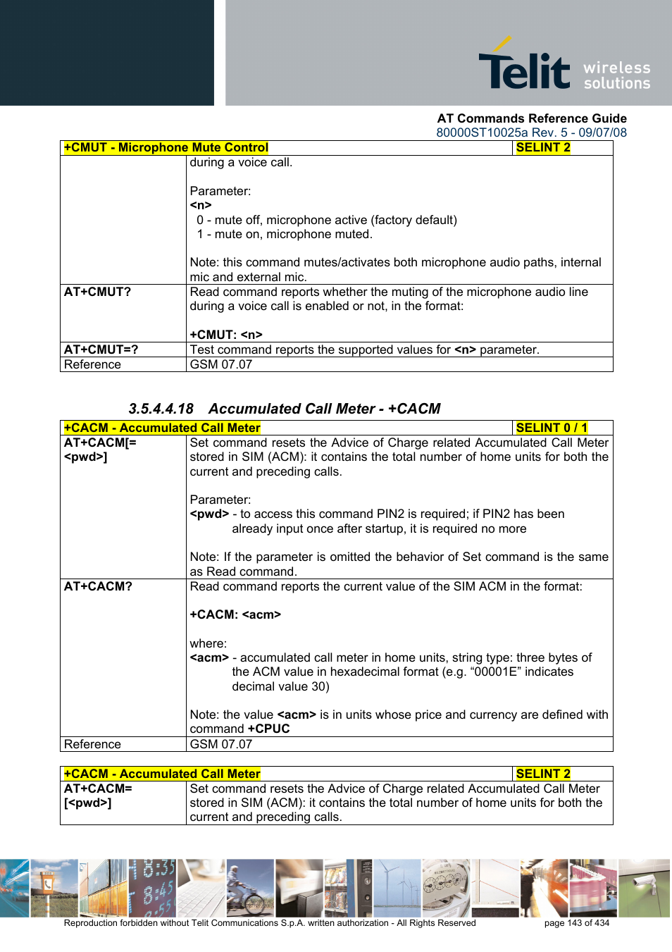 18 accumulated call meter - +cacm | Rainbow Electronics GM862-QUAD-PY User Manual | Page 143 / 434