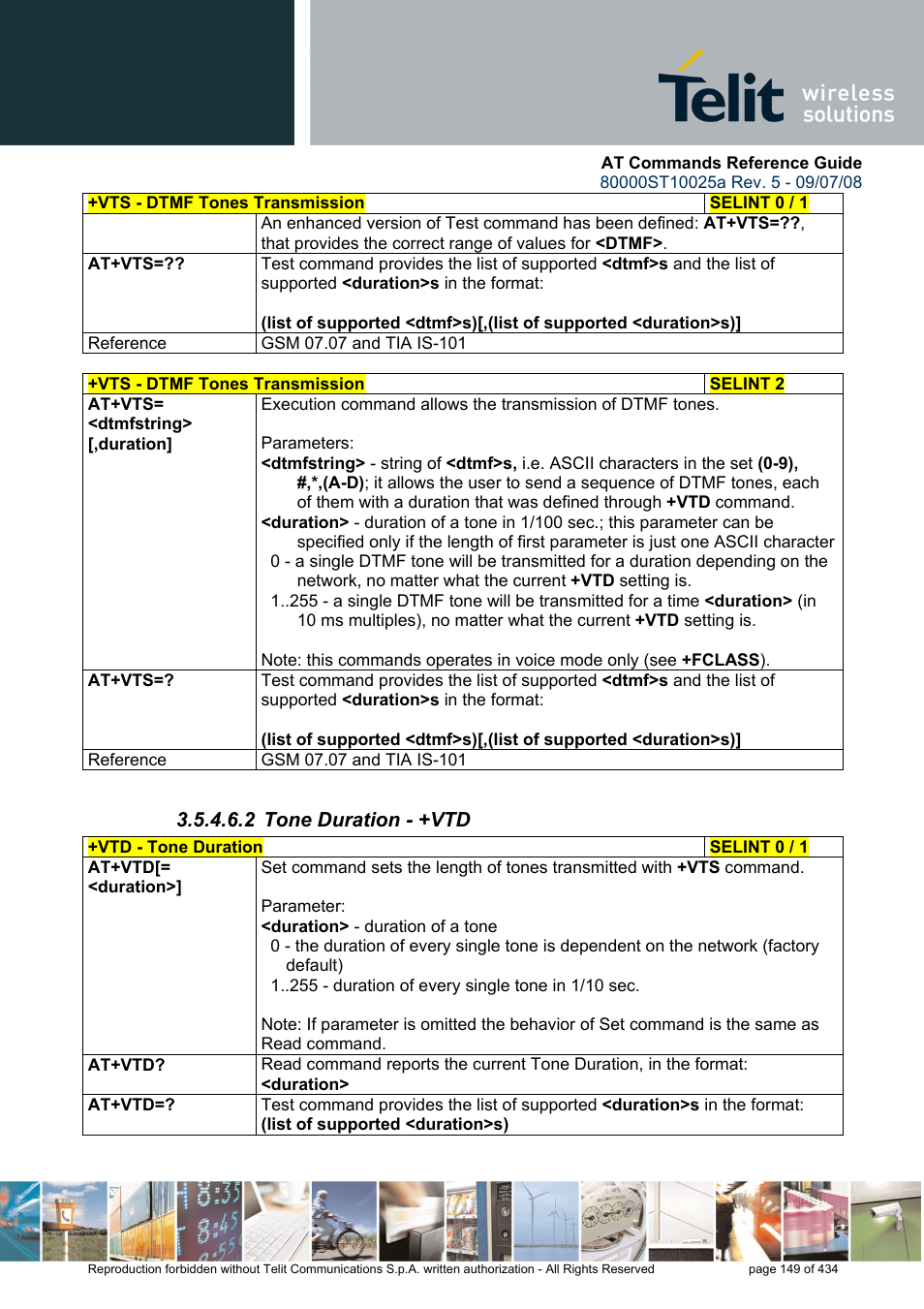 2 tone duration - +vtd | Rainbow Electronics GM862-QUAD-PY User Manual | Page 149 / 434