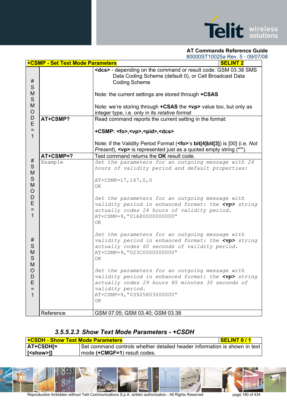 3 show text mode parameters - +csdh | Rainbow Electronics GM862-QUAD-PY User Manual | Page 180 / 434