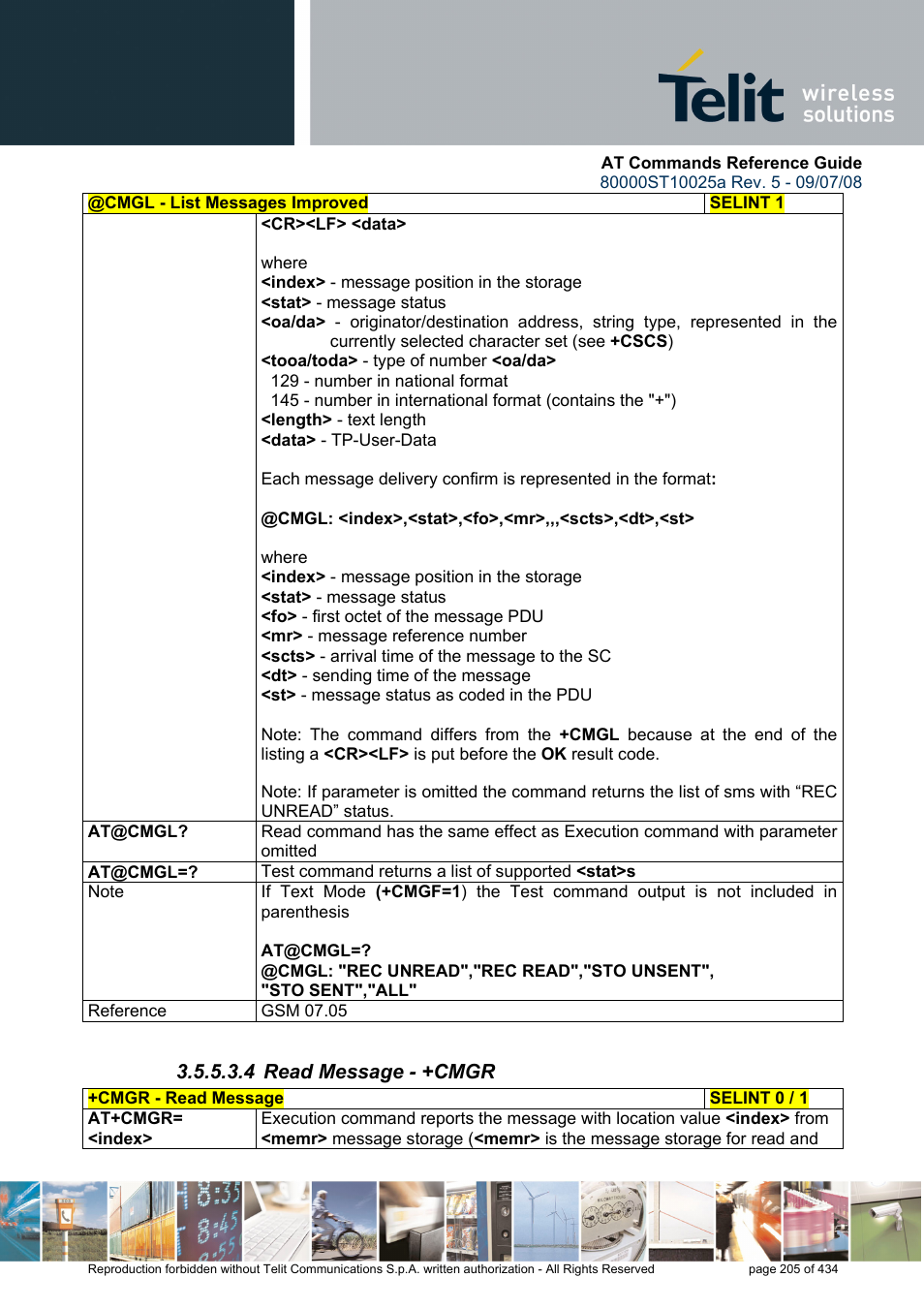 4 read message - +cmgr | Rainbow Electronics GM862-QUAD-PY User Manual | Page 205 / 434