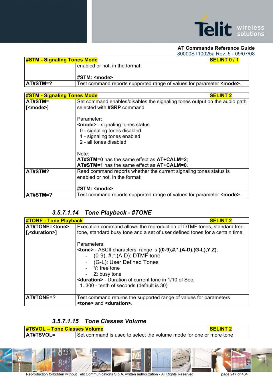 14 tone playback - #tone, 15 tone classes volume | Rainbow Electronics GM862-QUAD-PY User Manual | Page 247 / 434