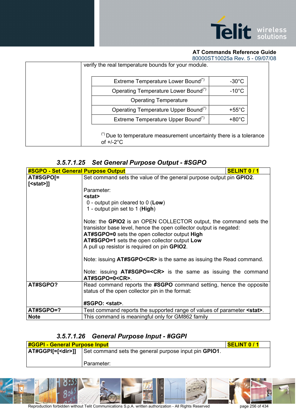 25 set general purpose output - #sgpo, 26 general purpose input - #ggpi | Rainbow Electronics GM862-QUAD-PY User Manual | Page 256 / 434