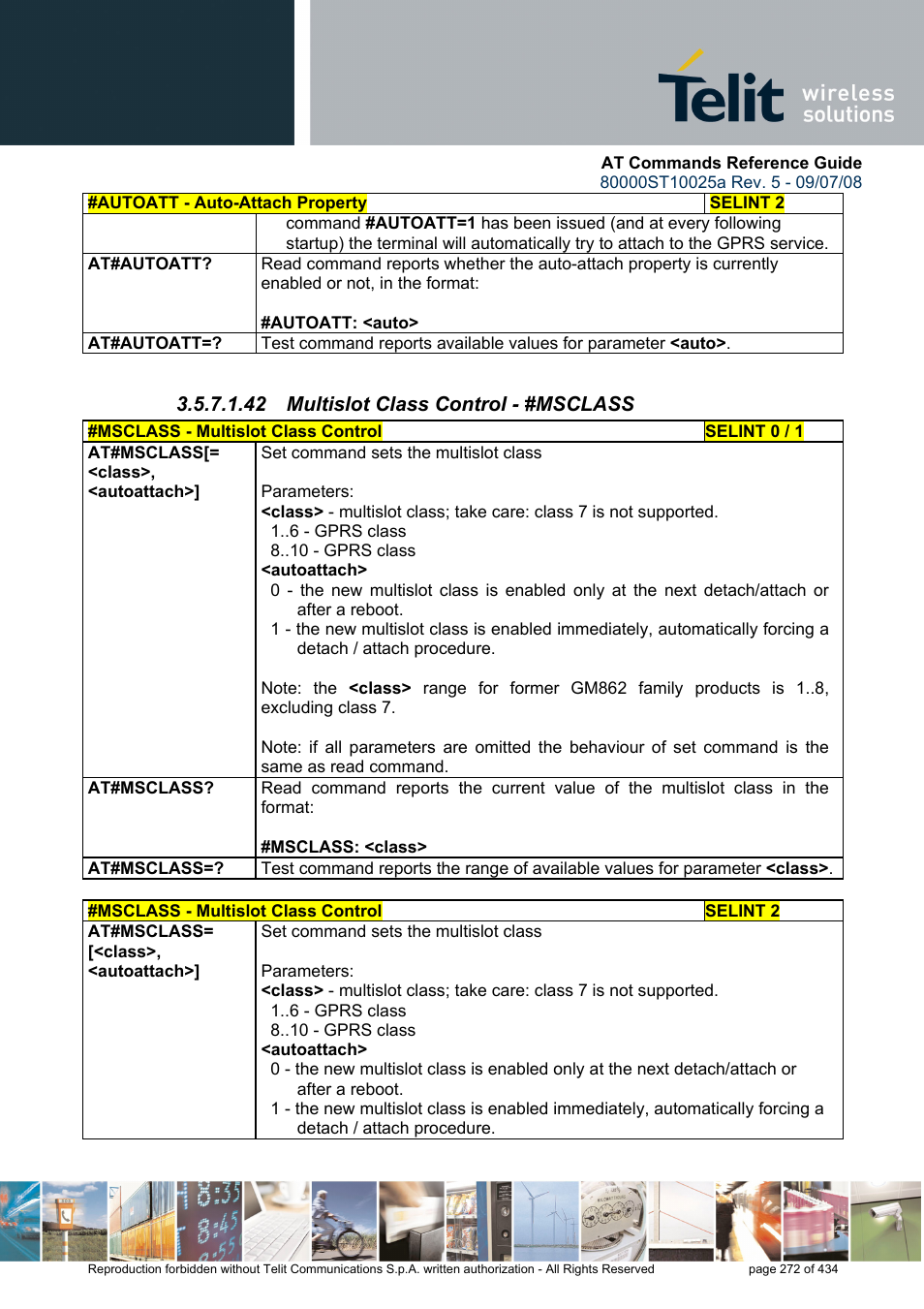 42 multislot class control - #msclass | Rainbow Electronics GM862-QUAD-PY User Manual | Page 272 / 434