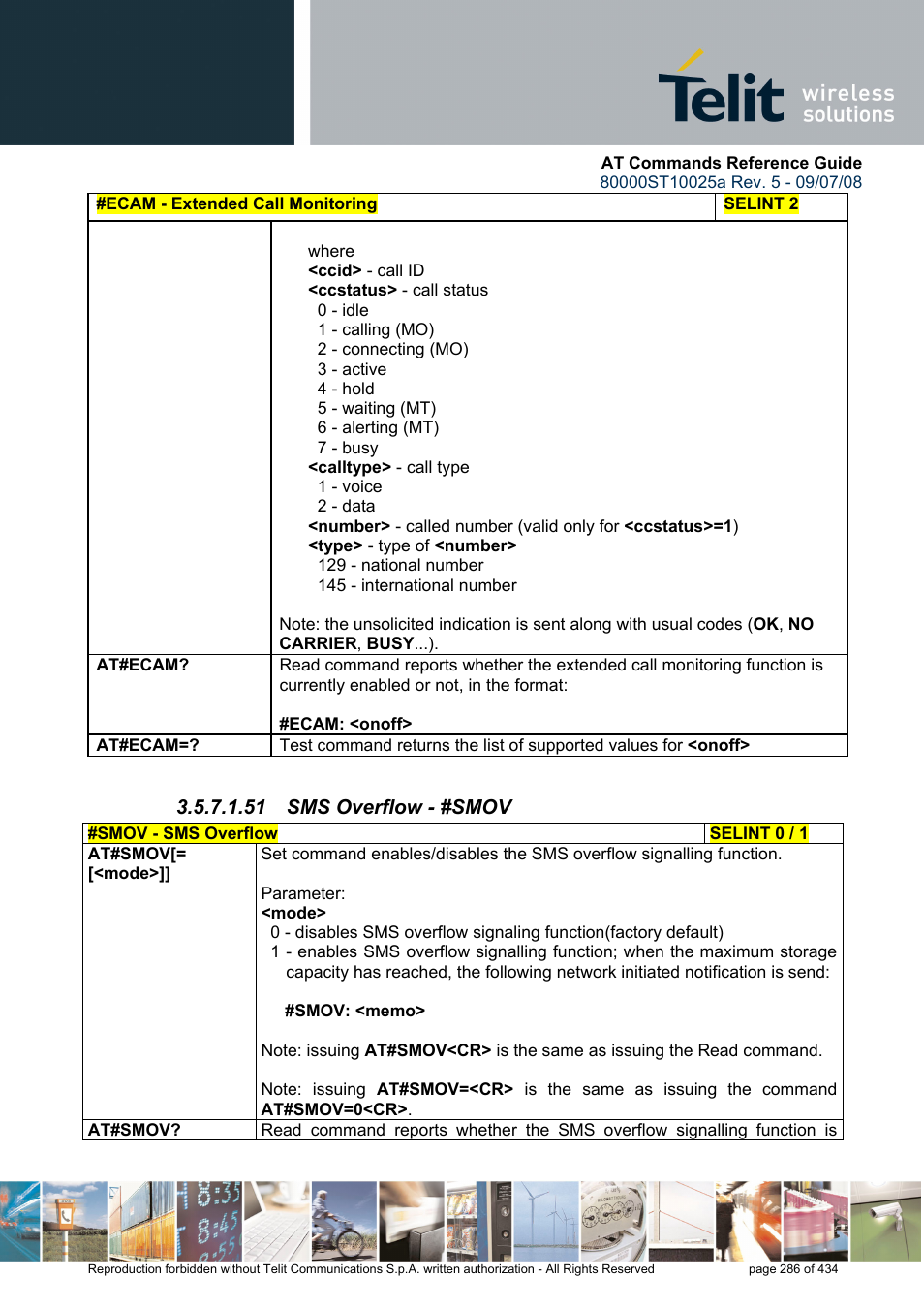 51 sms overflow - #smov | Rainbow Electronics GM862-QUAD-PY User Manual | Page 286 / 434