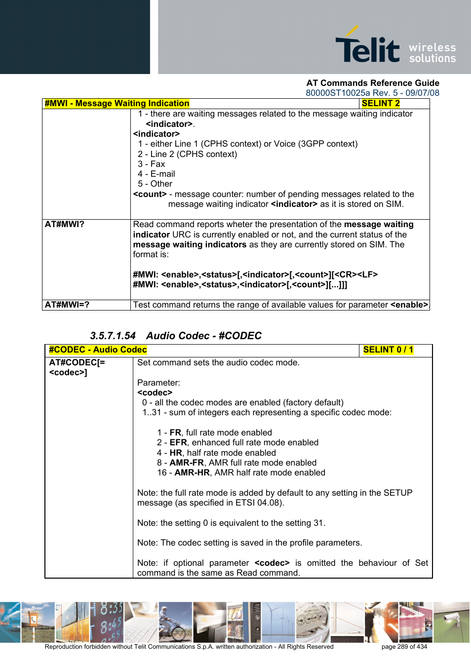54 audio codec - #codec | Rainbow Electronics GM862-QUAD-PY User Manual | Page 289 / 434