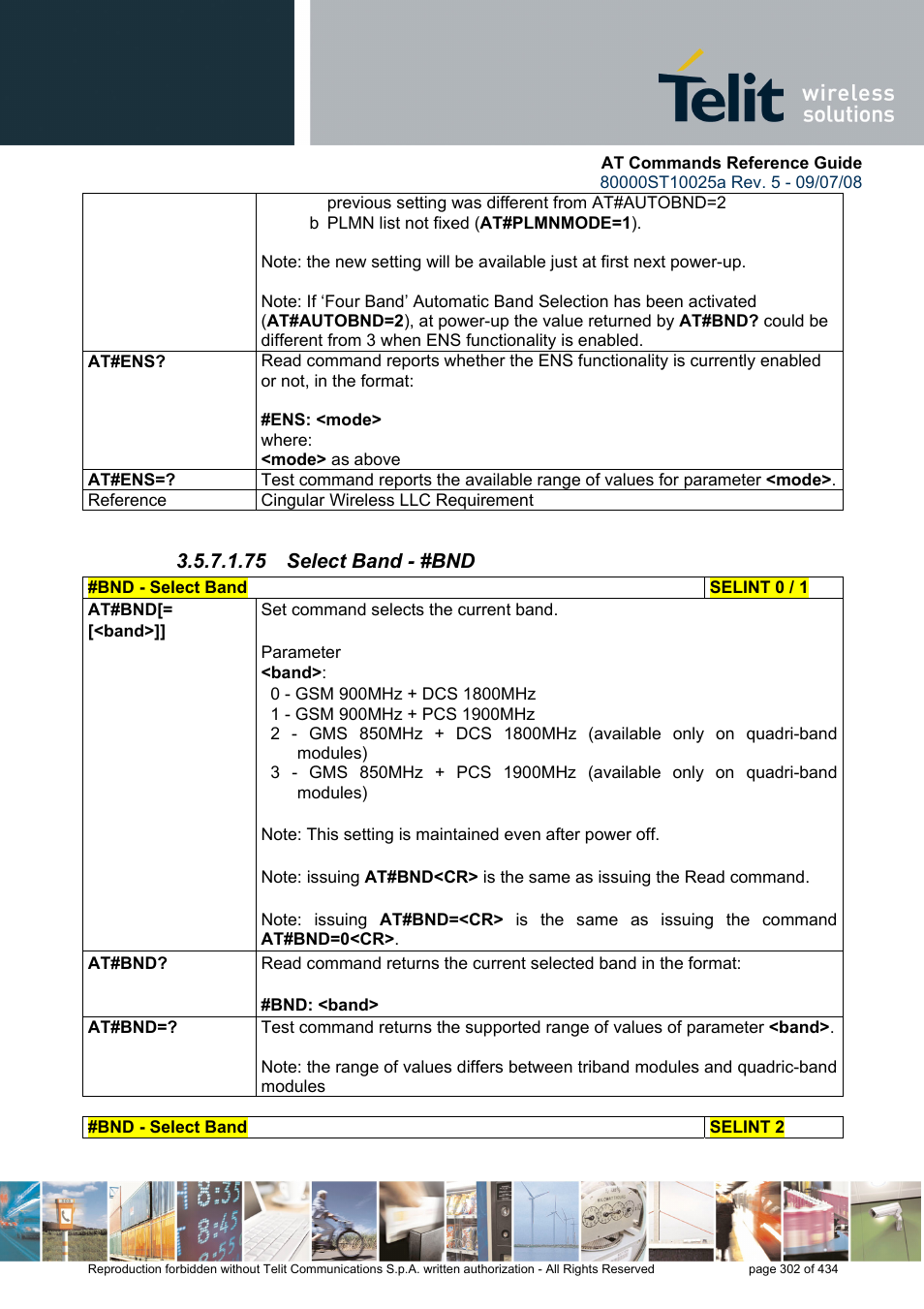 75 select band - #bnd | Rainbow Electronics GM862-QUAD-PY User Manual | Page 302 / 434