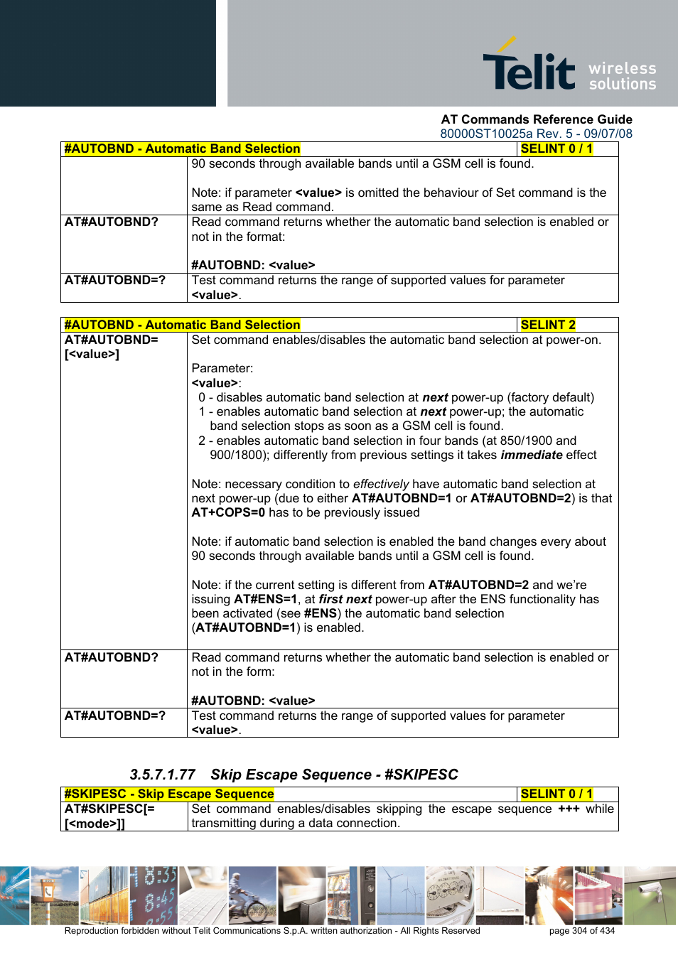 77 skip escape sequence - #skipesc | Rainbow Electronics GM862-QUAD-PY User Manual | Page 304 / 434