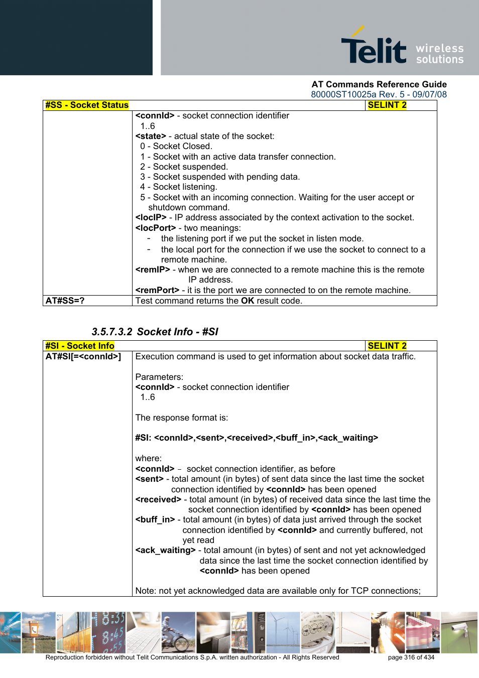 2 socket info - #si | Rainbow Electronics GM862-QUAD-PY User Manual | Page 316 / 434
