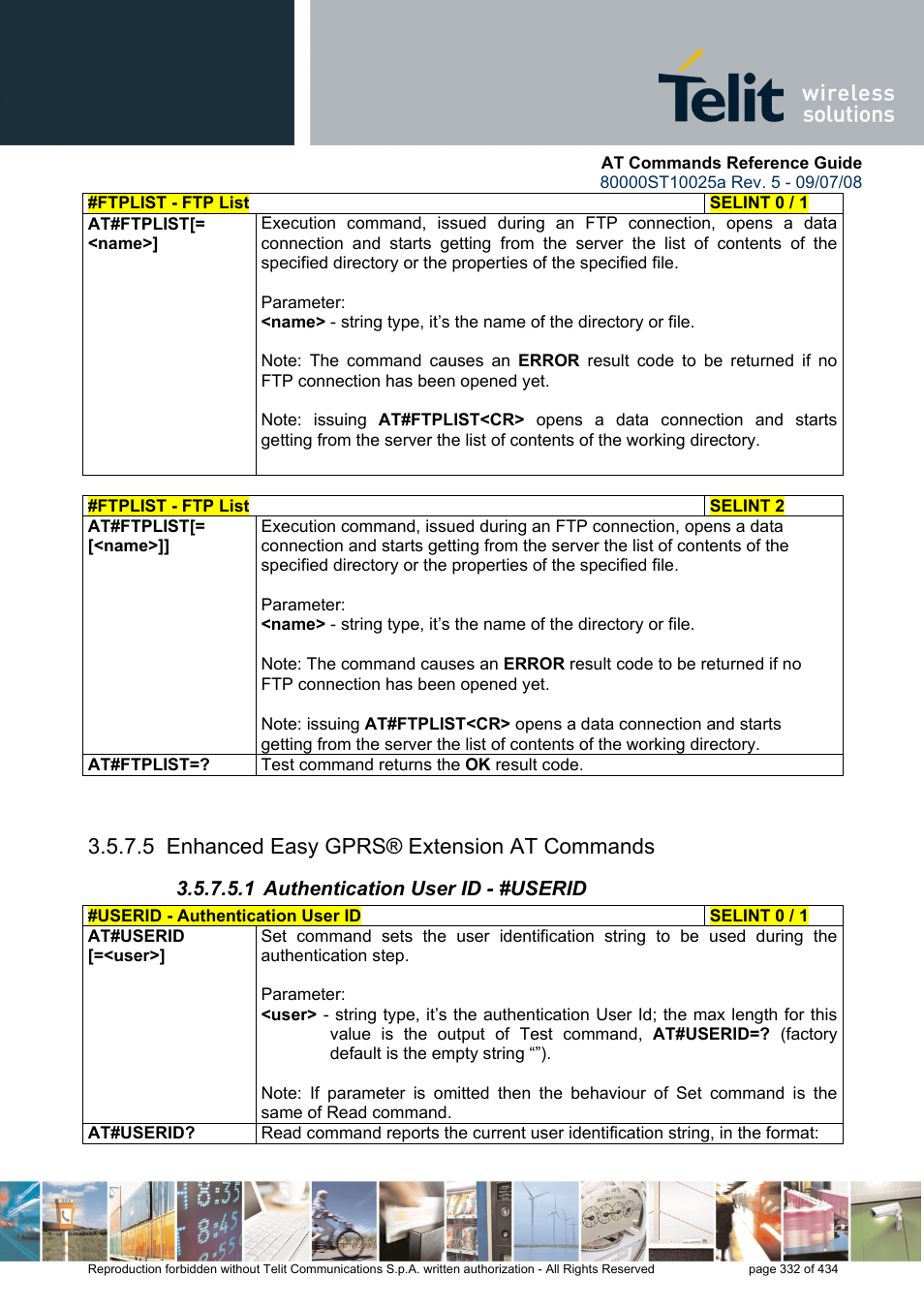 5 enhanced easy gprs® extension at commands, 1 authentication user id - #userid | Rainbow Electronics GM862-QUAD-PY User Manual | Page 332 / 434