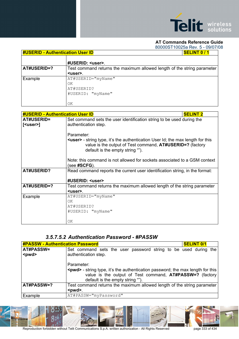 2 authentication password - #passw | Rainbow Electronics GM862-QUAD-PY User Manual | Page 333 / 434