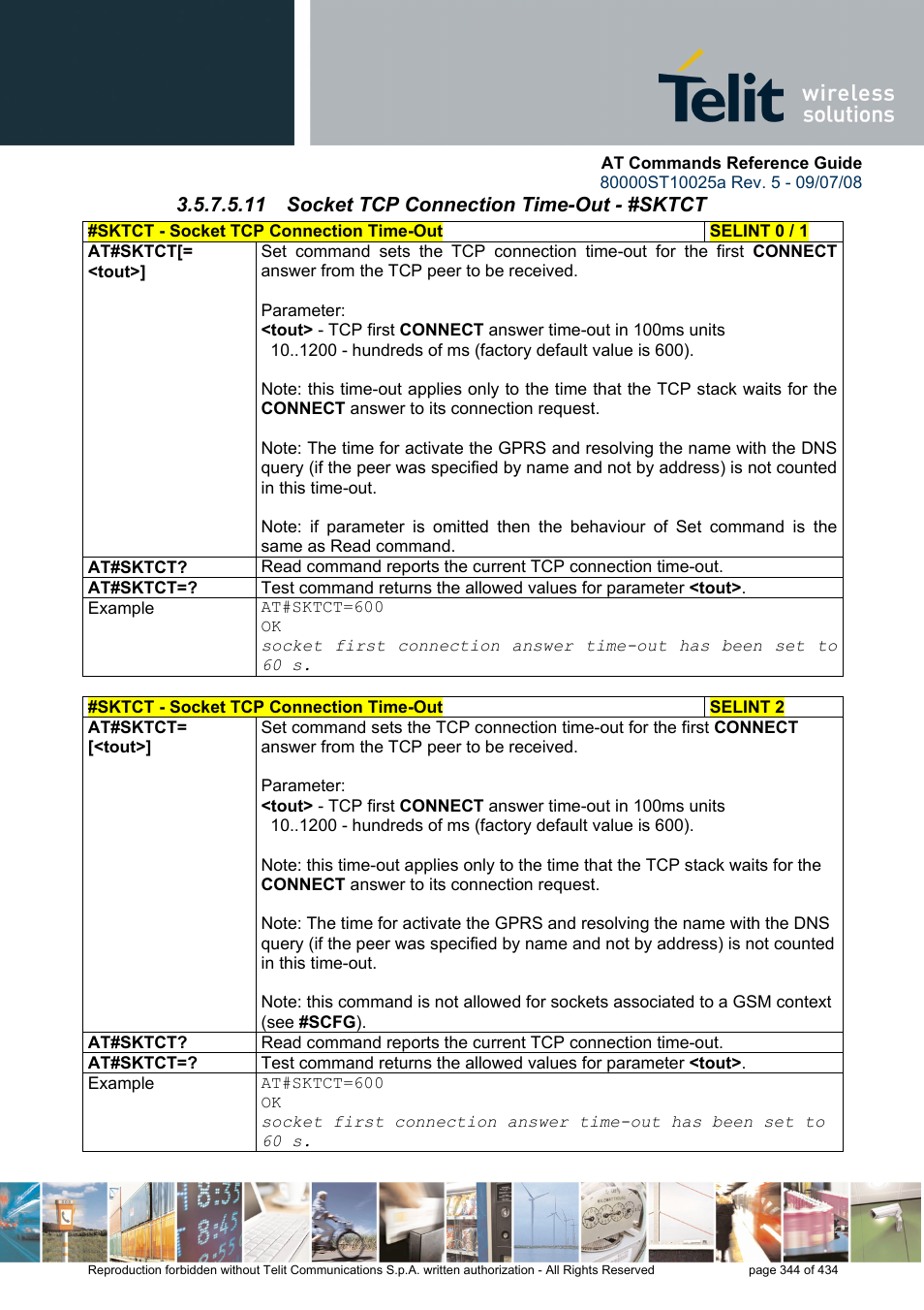 11 socket tcp connection time-out - #sktct | Rainbow Electronics GM862-QUAD-PY User Manual | Page 344 / 434