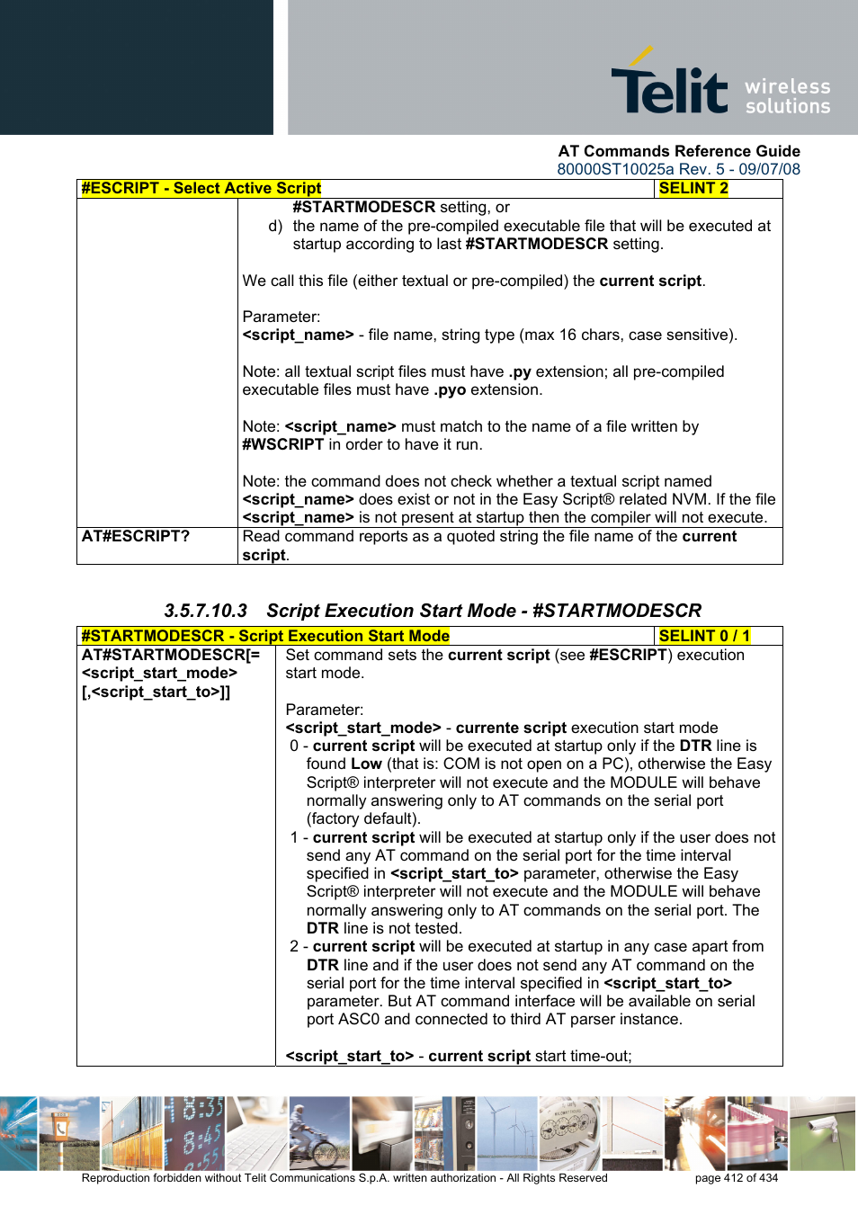 3 script execution start mode - #startmodescr | Rainbow Electronics GM862-QUAD-PY User Manual | Page 412 / 434