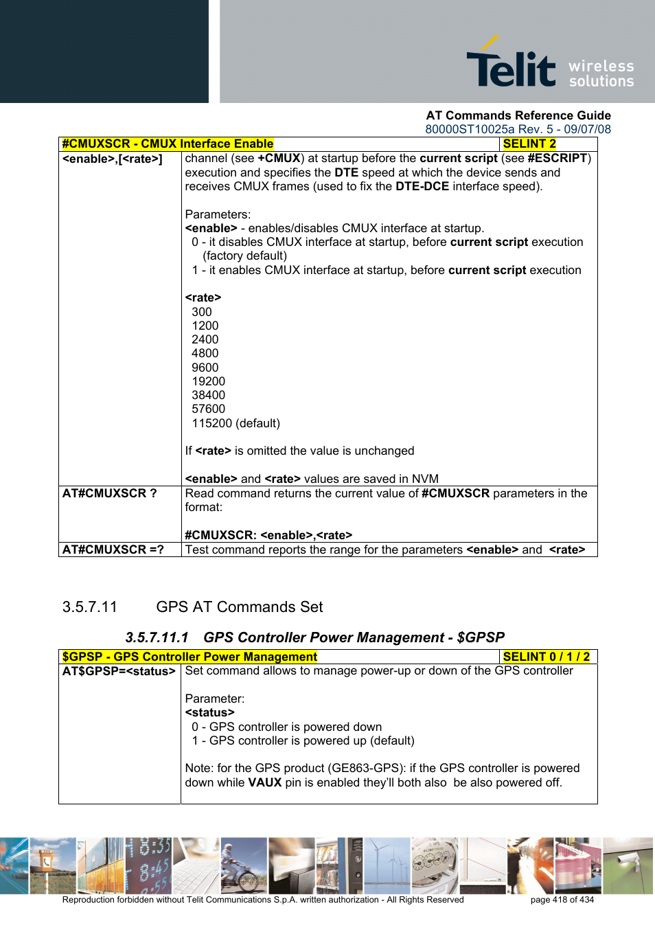 11 gps at commands set, 1 gps controller power management - $gpsp | Rainbow Electronics GM862-QUAD-PY User Manual | Page 418 / 434