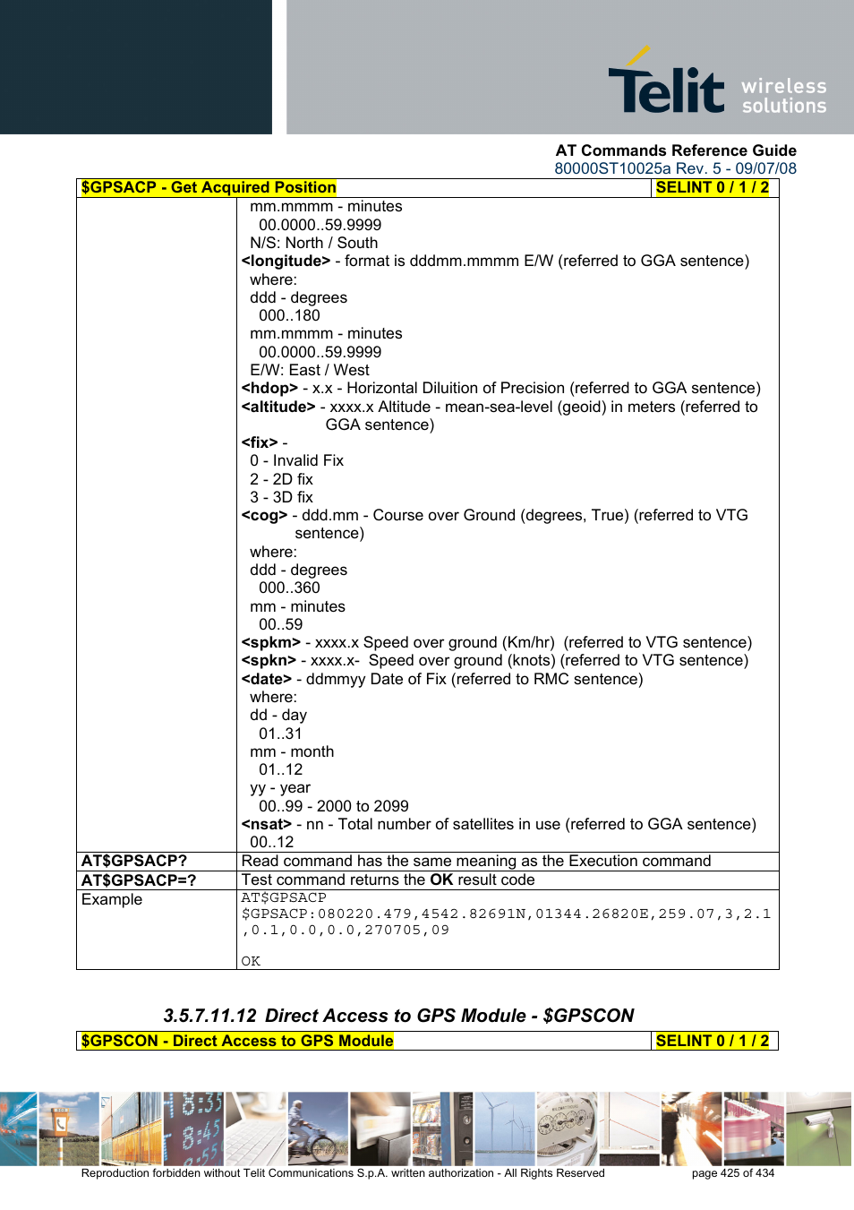 12 direct access to gps module - $gpscon | Rainbow Electronics GM862-QUAD-PY User Manual | Page 425 / 434