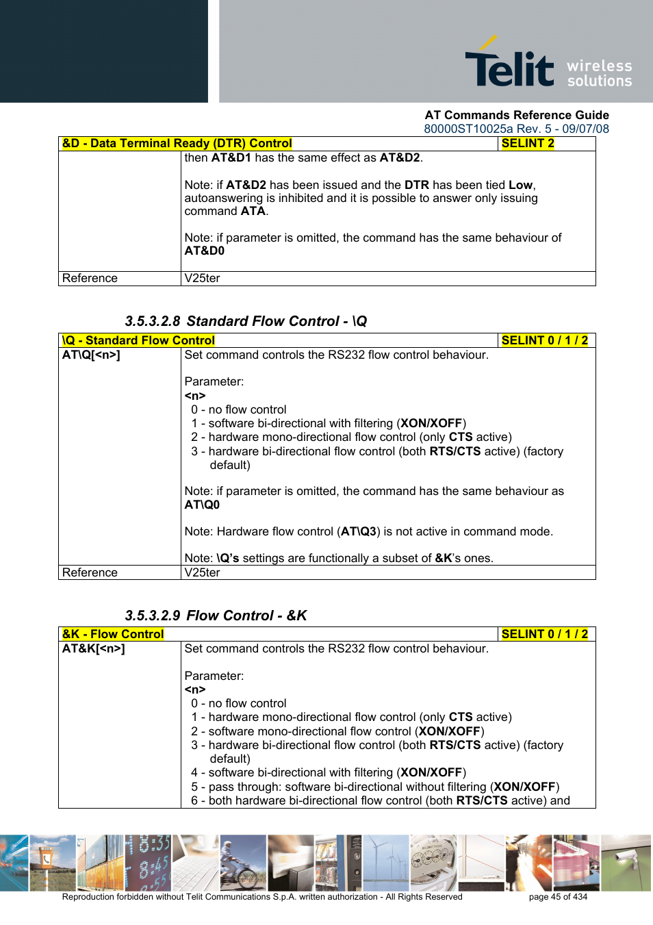 8 standard flow control - \q, 9 flow control - &k | Rainbow Electronics GM862-QUAD-PY User Manual | Page 45 / 434