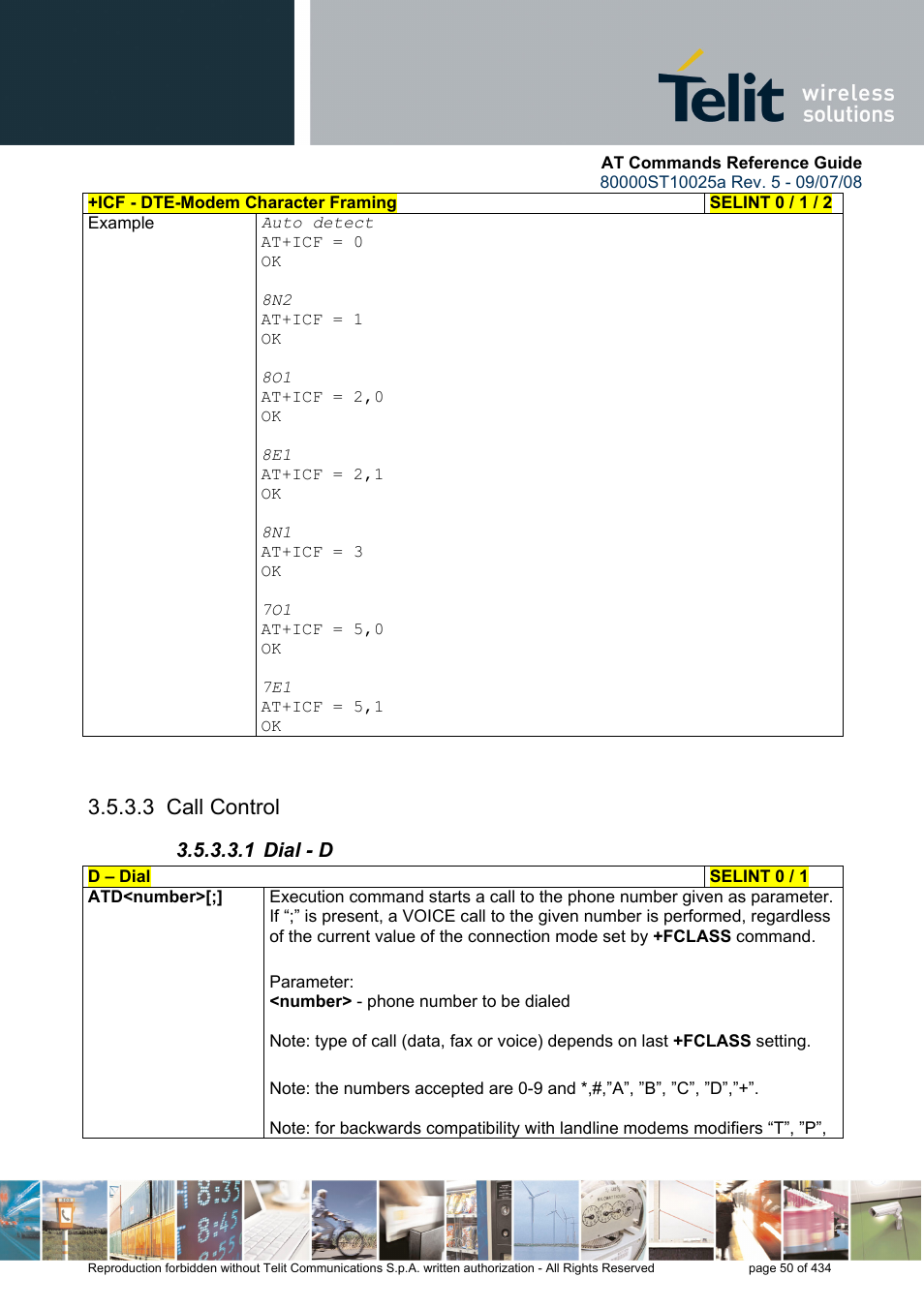 3 call control, 1 dial - d | Rainbow Electronics GM862-QUAD-PY User Manual | Page 50 / 434