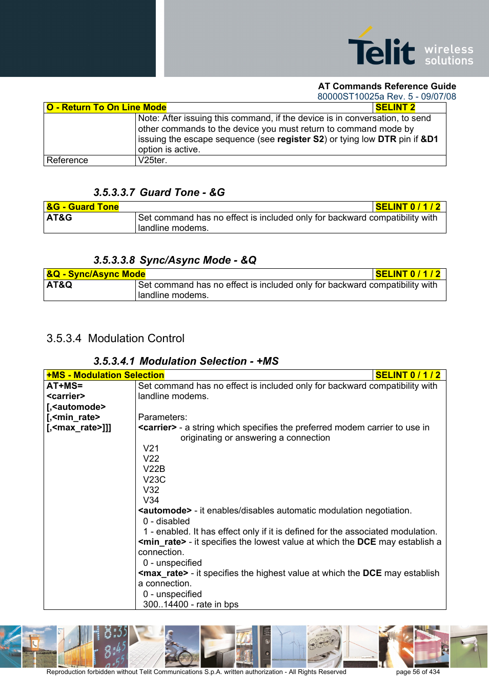 7 guard tone - &g, 8 sync/async mode - &q, 4 modulation control | 1 modulation selection - +ms | Rainbow Electronics GM862-QUAD-PY User Manual | Page 56 / 434