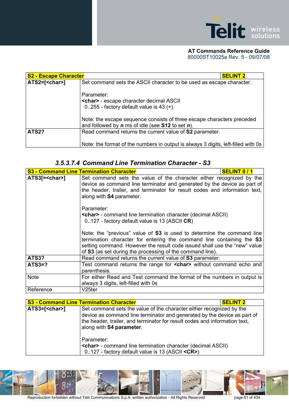 4 command line termination character - s3 | Rainbow Electronics GM862-QUAD-PY User Manual | Page 61 / 434