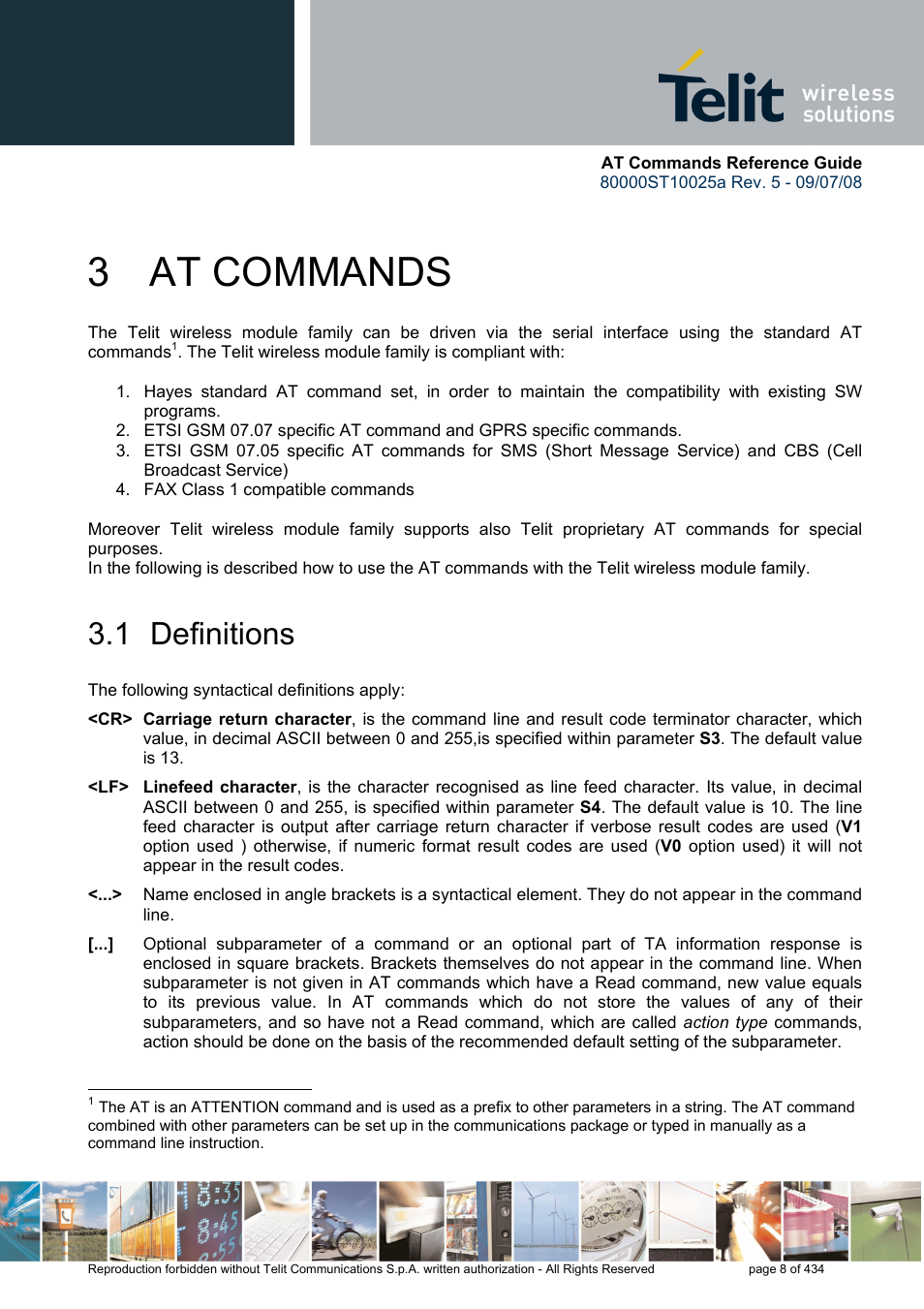 3 at commands, 1 definitions, At commands | Rainbow Electronics GM862-QUAD-PY User Manual | Page 8 / 434