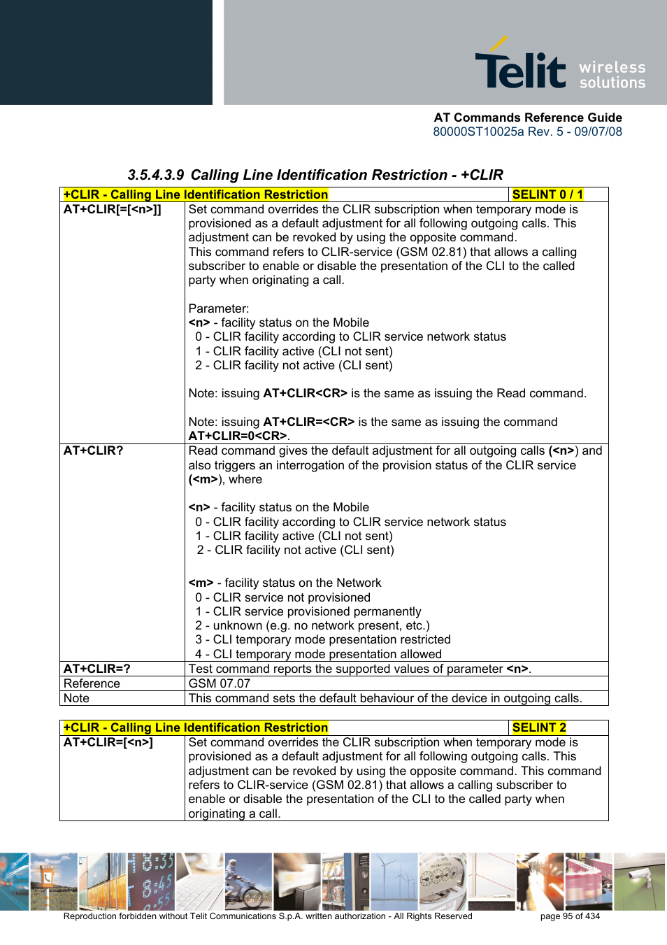 9 calling line identification restriction - +clir | Rainbow Electronics GM862-QUAD-PY User Manual | Page 95 / 434
