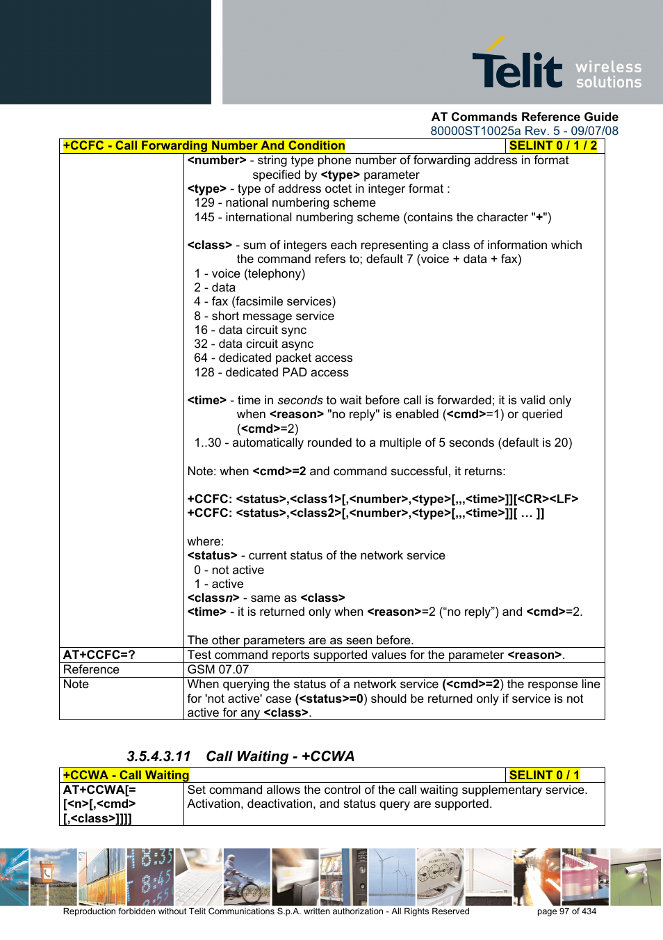 11 call waiting - +ccwa | Rainbow Electronics GM862-QUAD-PY User Manual | Page 97 / 434