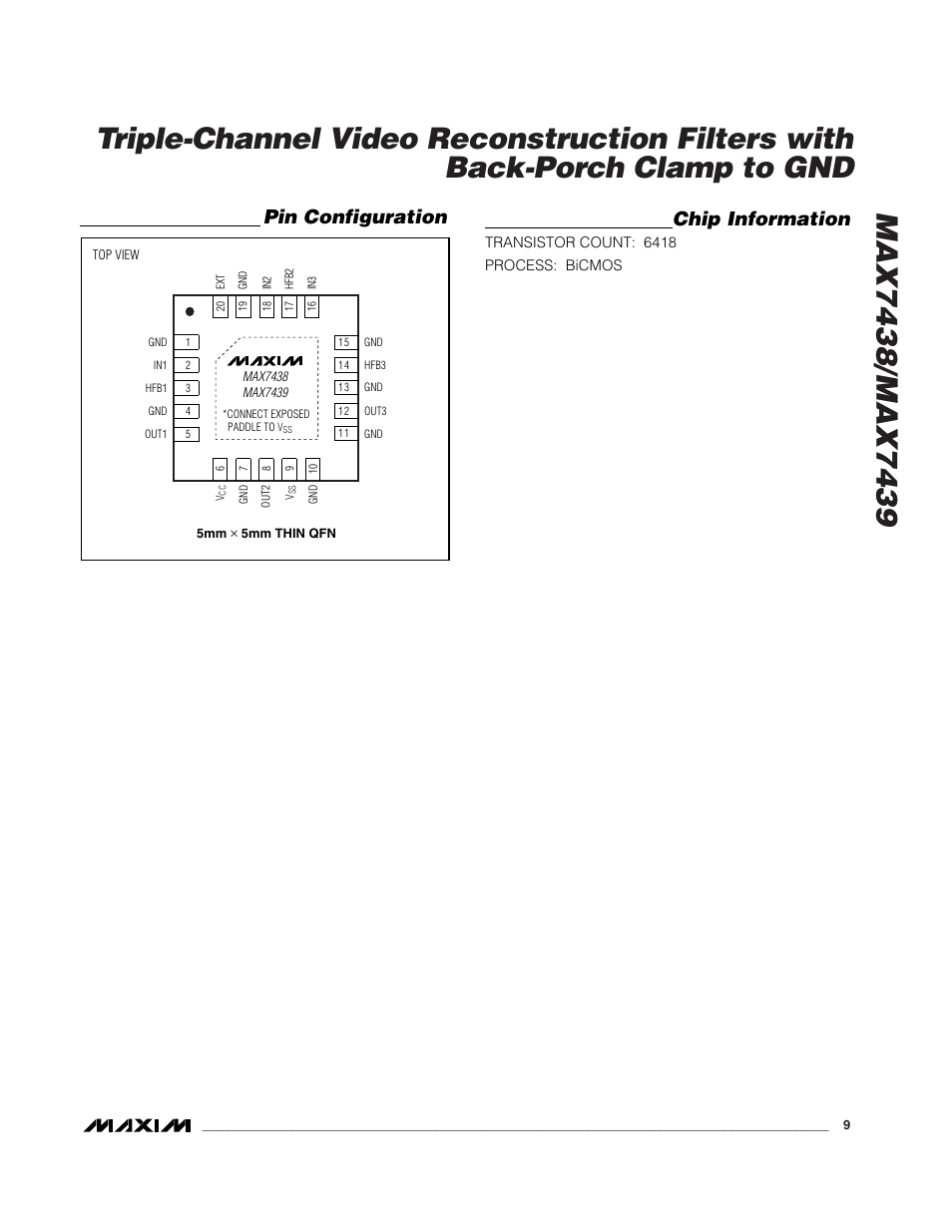 Chip information, Pin configuration | Rainbow Electronics MAX7439 User Manual | Page 9 / 10