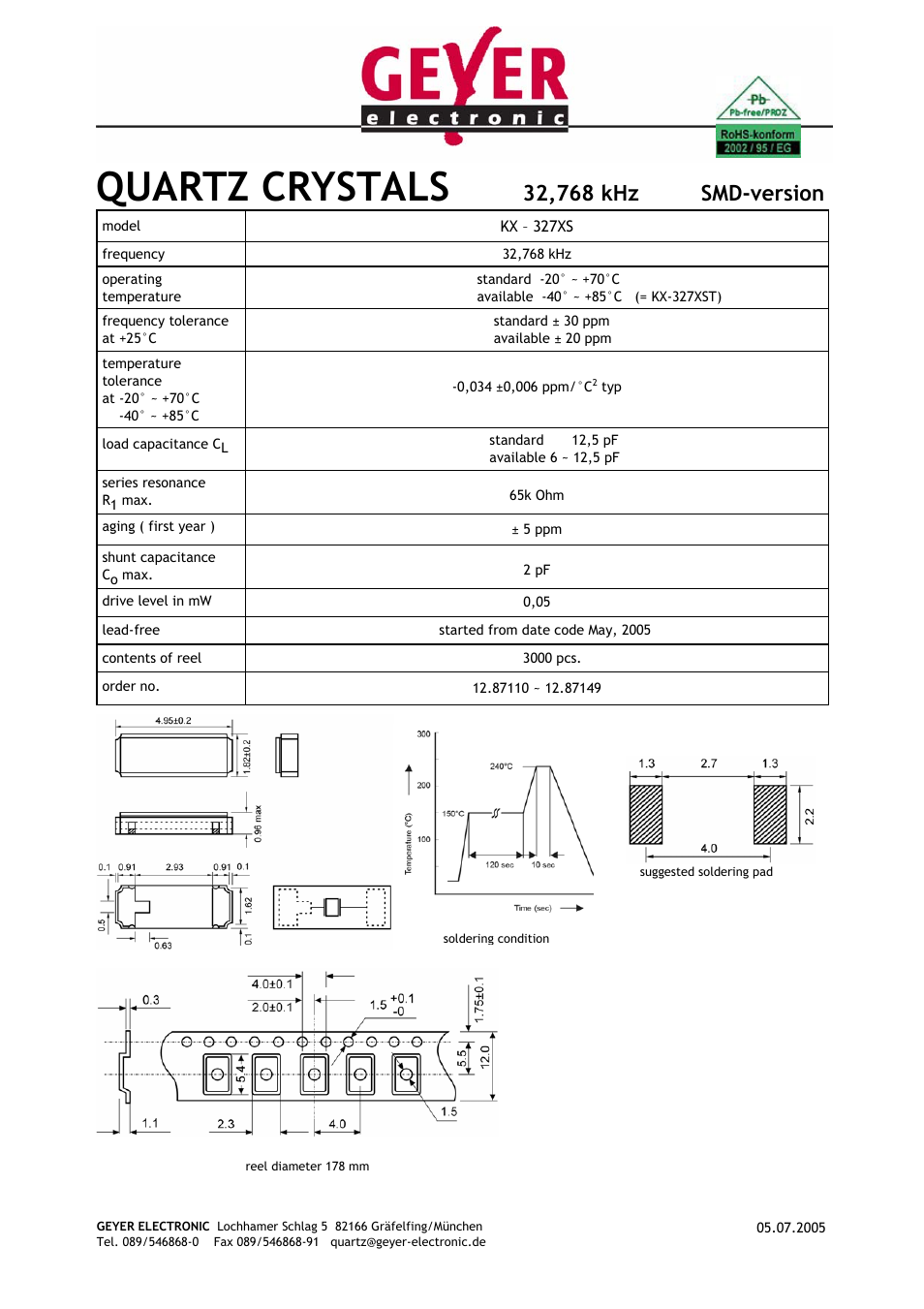Rainbow Electronics KX-327 XS User Manual | 1 page