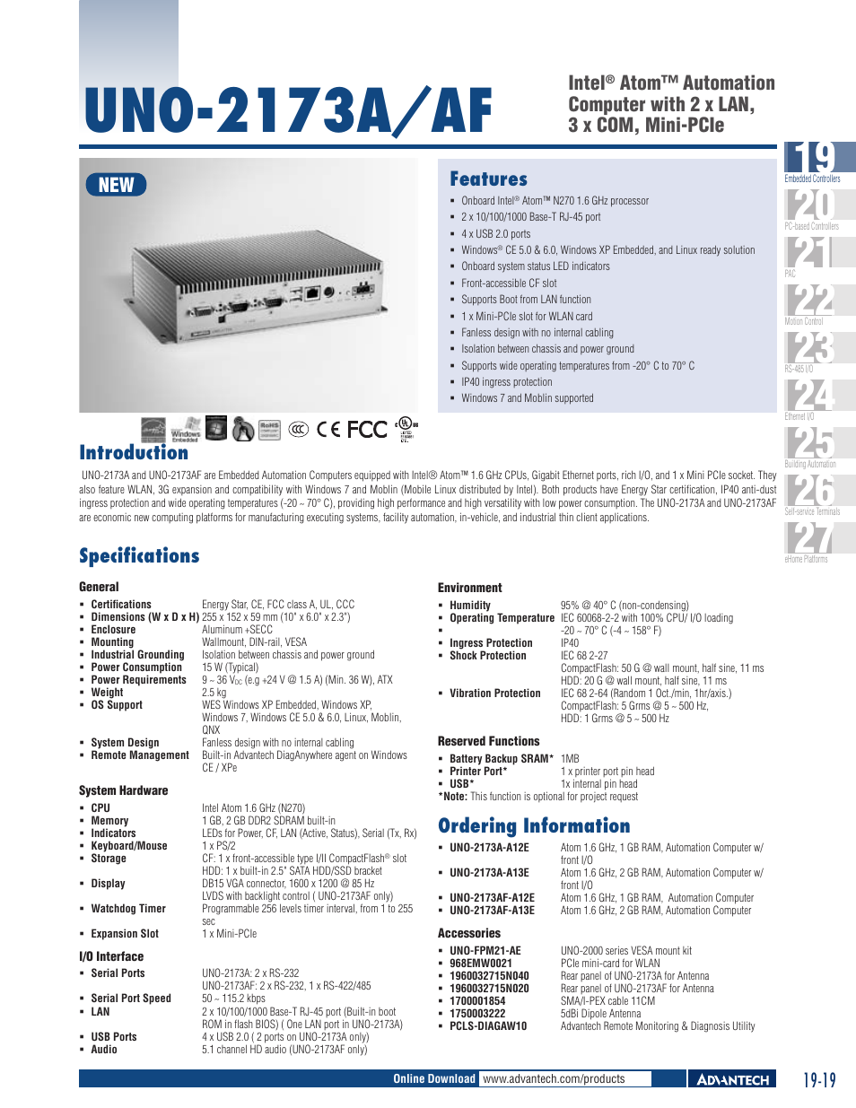 Advantech UNO-2173AF-A12E-250G-XPP User Manual | 1 page