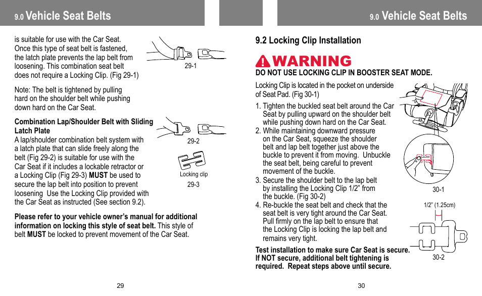 Warning, Vehicle seat belts | BabyTrend FB60408 - TRENDZ FASTBACK 3-IN-1 CAR SEAT - JELLY BEAN User Manual | Page 16 / 42
