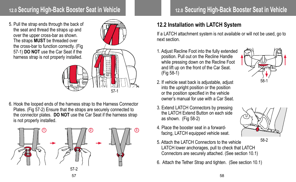 Securing high-back booster seat in vehicle | BabyTrend FB60408 - TRENDZ FASTBACK 3-IN-1 CAR SEAT - JELLY BEAN User Manual | Page 30 / 42