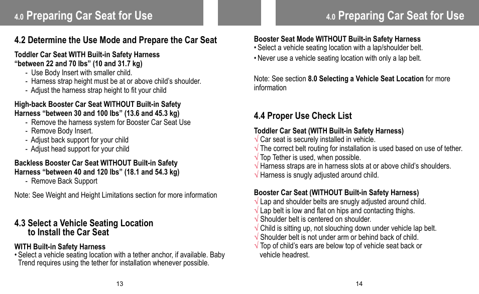 Preparing car seat for use | BabyTrend FB60408 - TRENDZ FASTBACK 3-IN-1 CAR SEAT - JELLY BEAN User Manual | Page 8 / 42