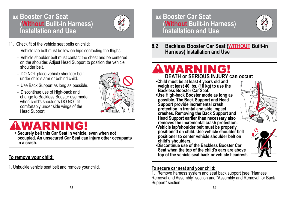 Warning | BabyTrend HYBRID 3-IN-1 User Manual | Page 33 / 48
