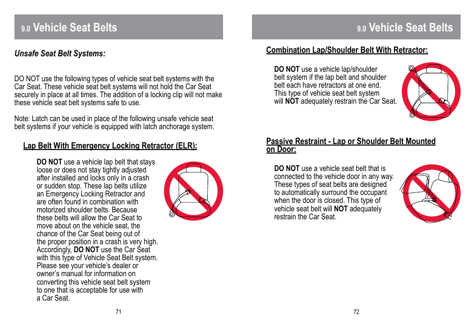 Vehicle seat belts | BabyTrend HYBRID 3-IN-1 User Manual | Page 37 / 48