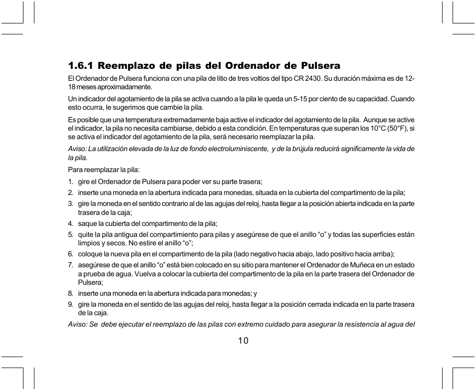 1 reemplazo de pilas del ordenador de pulsera | SUUNTO Yachtsman User Manual | Page 112 / 270