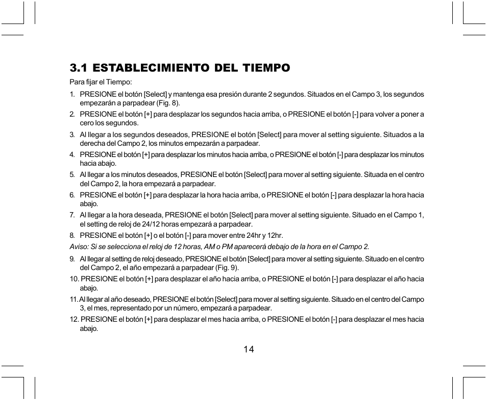 1 establecimiento del tiempo | SUUNTO Yachtsman User Manual | Page 116 / 270