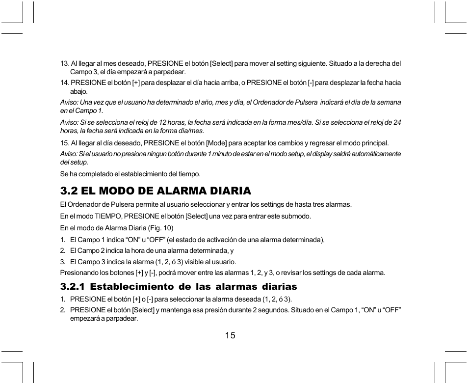 2 el modo de alarma diaria, 1 establecimiento de las alarmas diarias | SUUNTO Yachtsman User Manual | Page 117 / 270