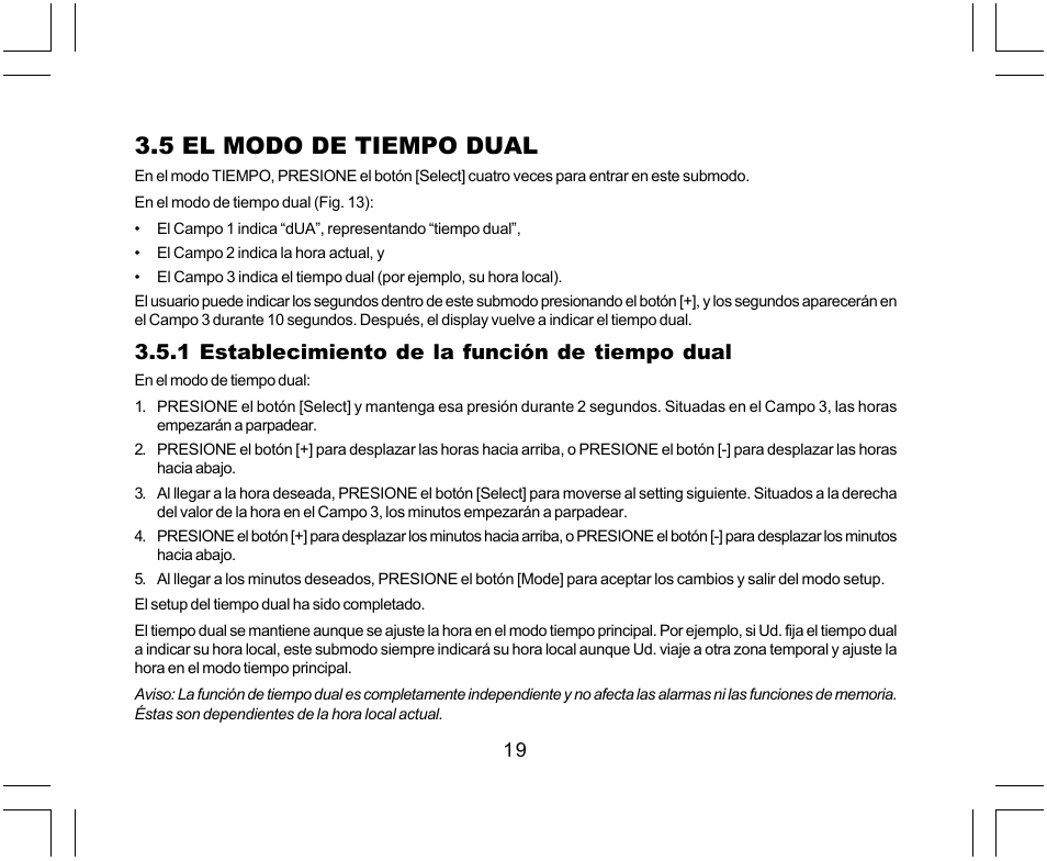 5 el modo de tiempo dual, 1 establecimiento de la función de tiempo dual | SUUNTO Yachtsman User Manual | Page 121 / 270