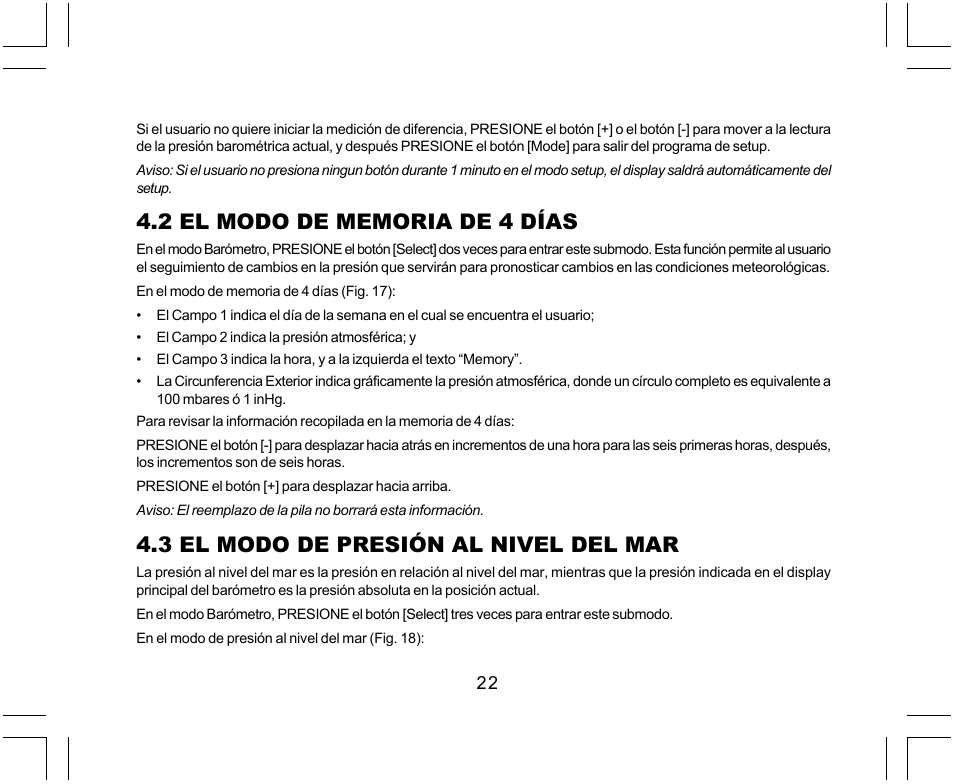 3 el modo de presión al nivel del mar | SUUNTO Yachtsman User Manual | Page 124 / 270