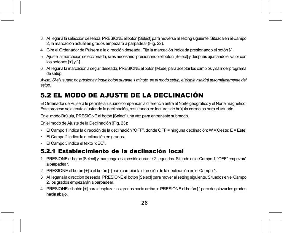 2 el modo de ajuste de la declinación, 1 establecimiento de la declinación local | SUUNTO Yachtsman User Manual | Page 128 / 270