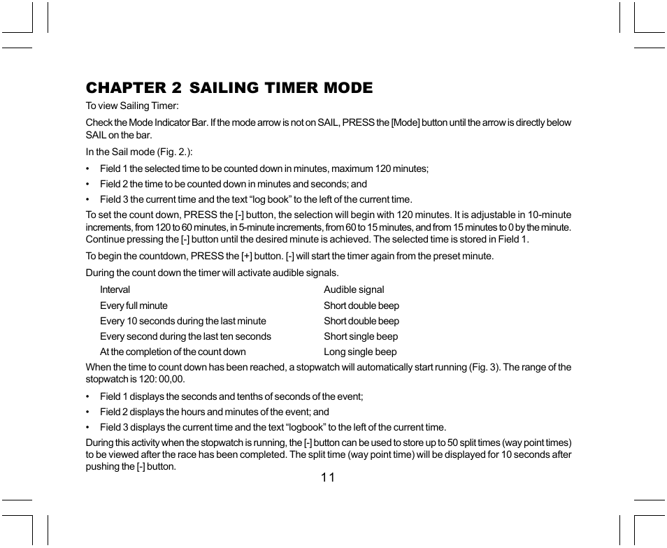 Chapter 2 sailing timer mode | SUUNTO Yachtsman User Manual | Page 13 / 270