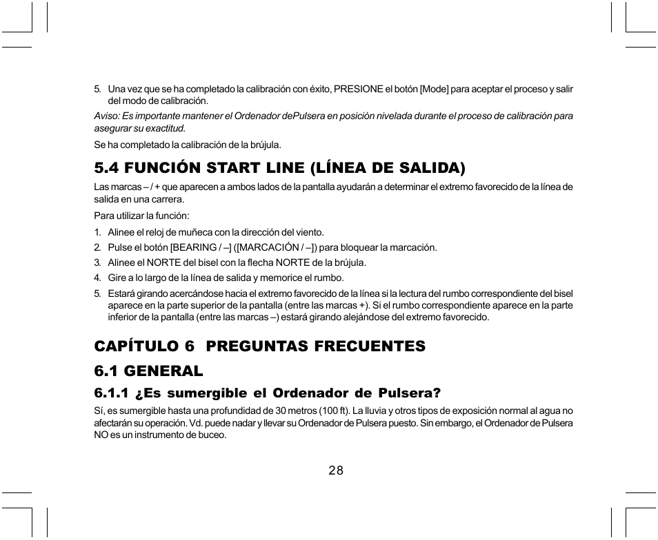 4 función start line (línea de salida), Capítulo 6 preguntas frecuentes 6.1 general | SUUNTO Yachtsman User Manual | Page 130 / 270