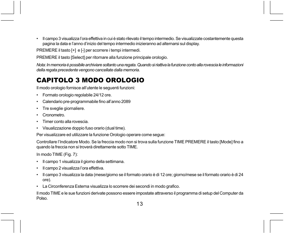 Capitolo 3 modo orologio | SUUNTO Yachtsman User Manual | Page 149 / 270