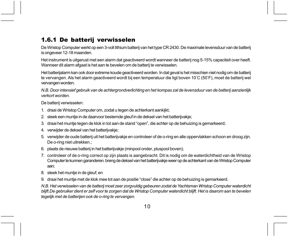 1 de batterij verwisselen | SUUNTO Yachtsman User Manual | Page 180 / 270