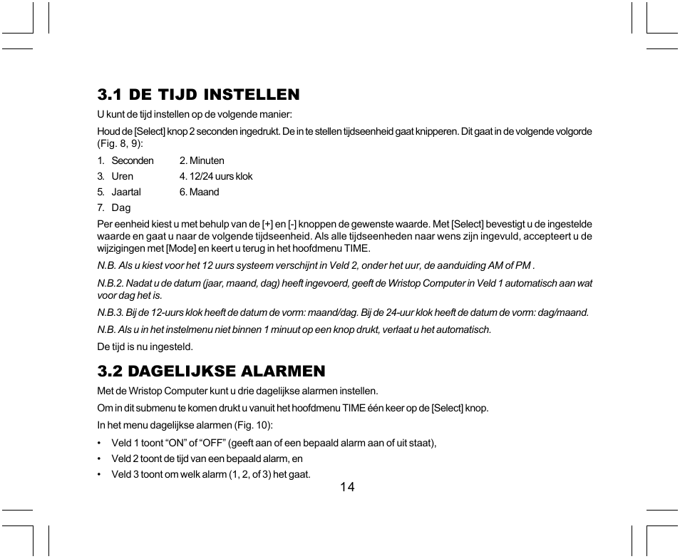 1 de tijd instellen, 2 dagelijkse alarmen | SUUNTO Yachtsman User Manual | Page 184 / 270