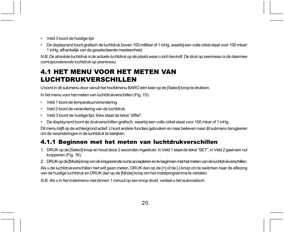 1 het menu voor het meten van luchtdrukverschillen | SUUNTO Yachtsman User Manual | Page 190 / 270