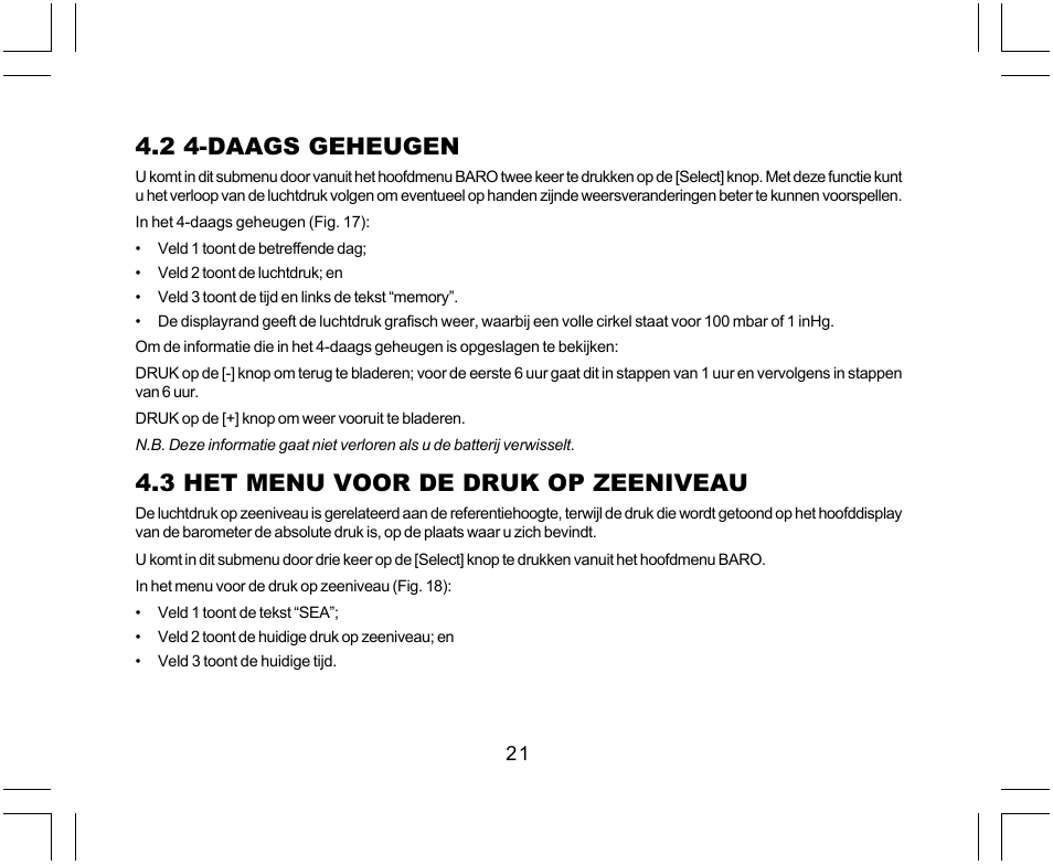 2 4-daags geheugen, 3 het menu voor de druk op zeeniveau | SUUNTO Yachtsman User Manual | Page 191 / 270