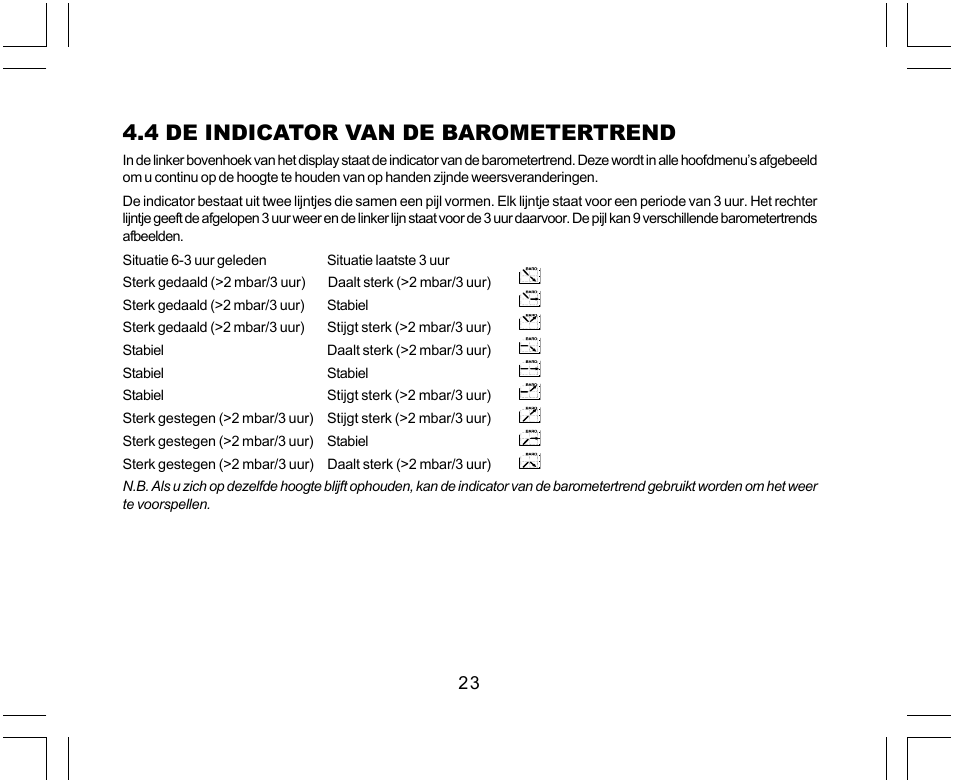 4 de indicator van de barometertrend | SUUNTO Yachtsman User Manual | Page 193 / 270